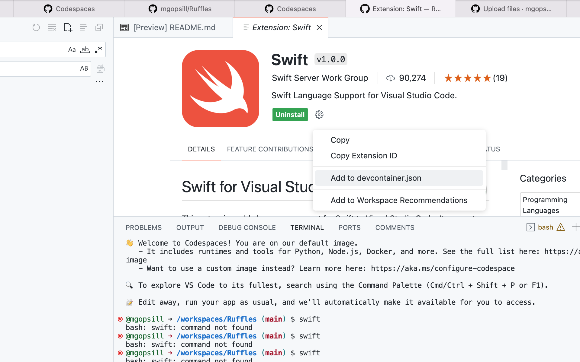 add to devcontainer